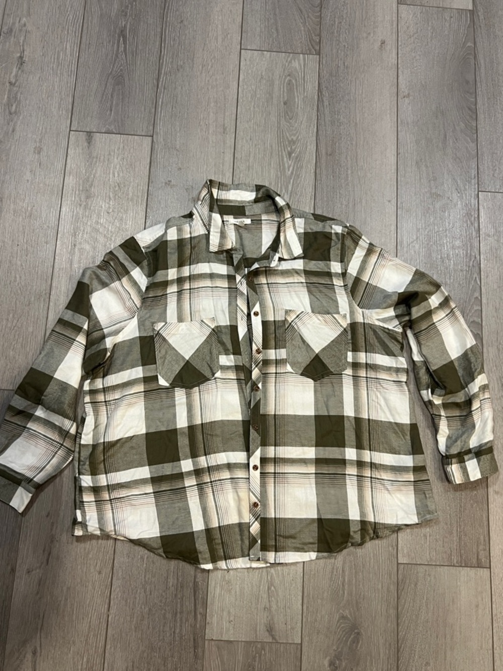Maurices Olive & Cream Plaid Shirt Jacket